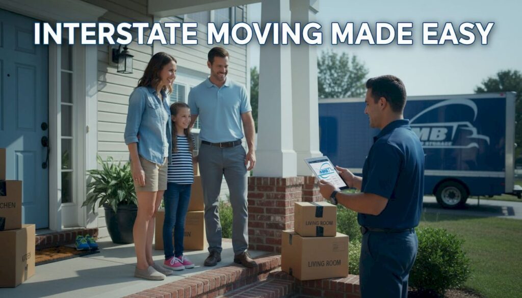 Family meets real mover at home entryway