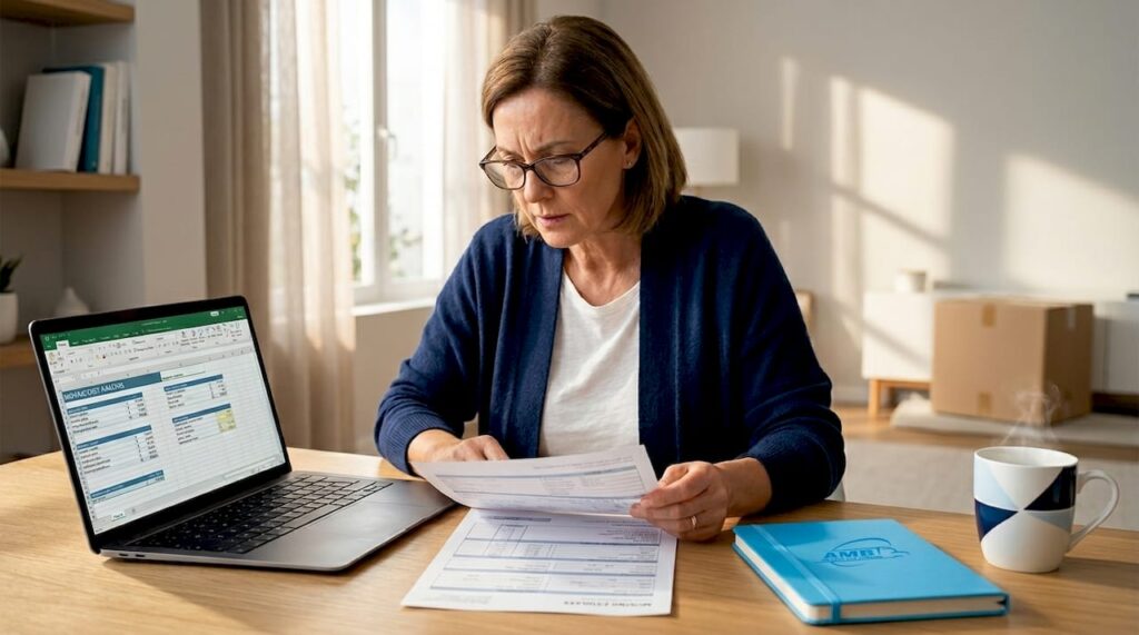 Person reviewing moving estimate paperwork