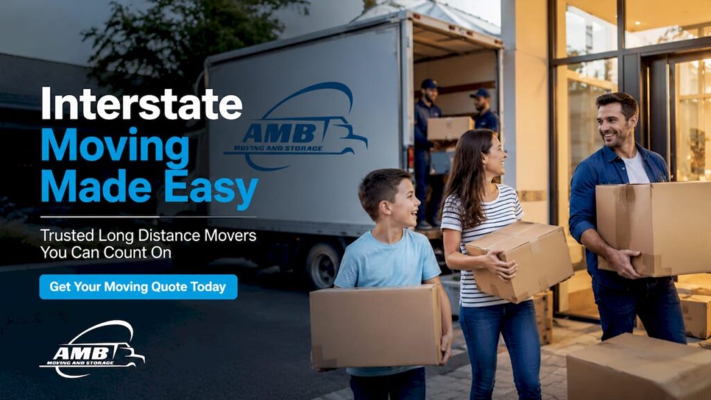 Homeowner preparing boxes near moving truck