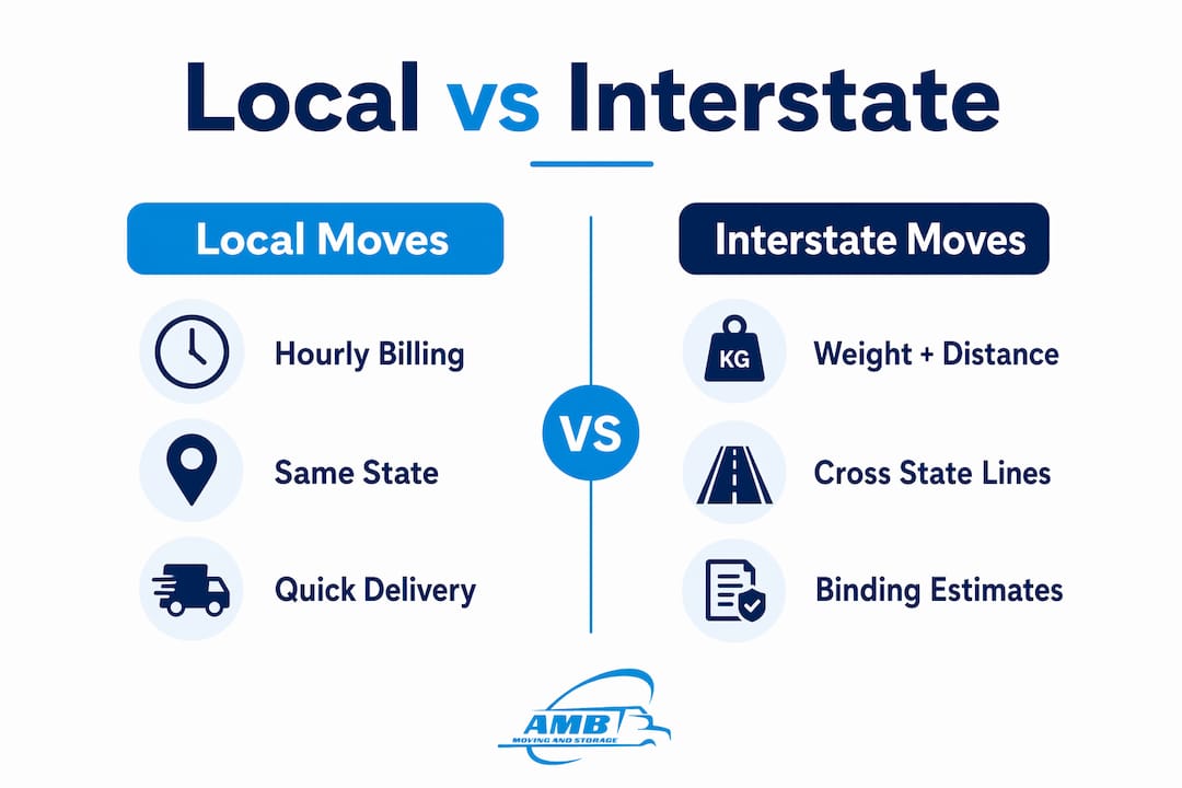 Infographic comparing local and interstate moving