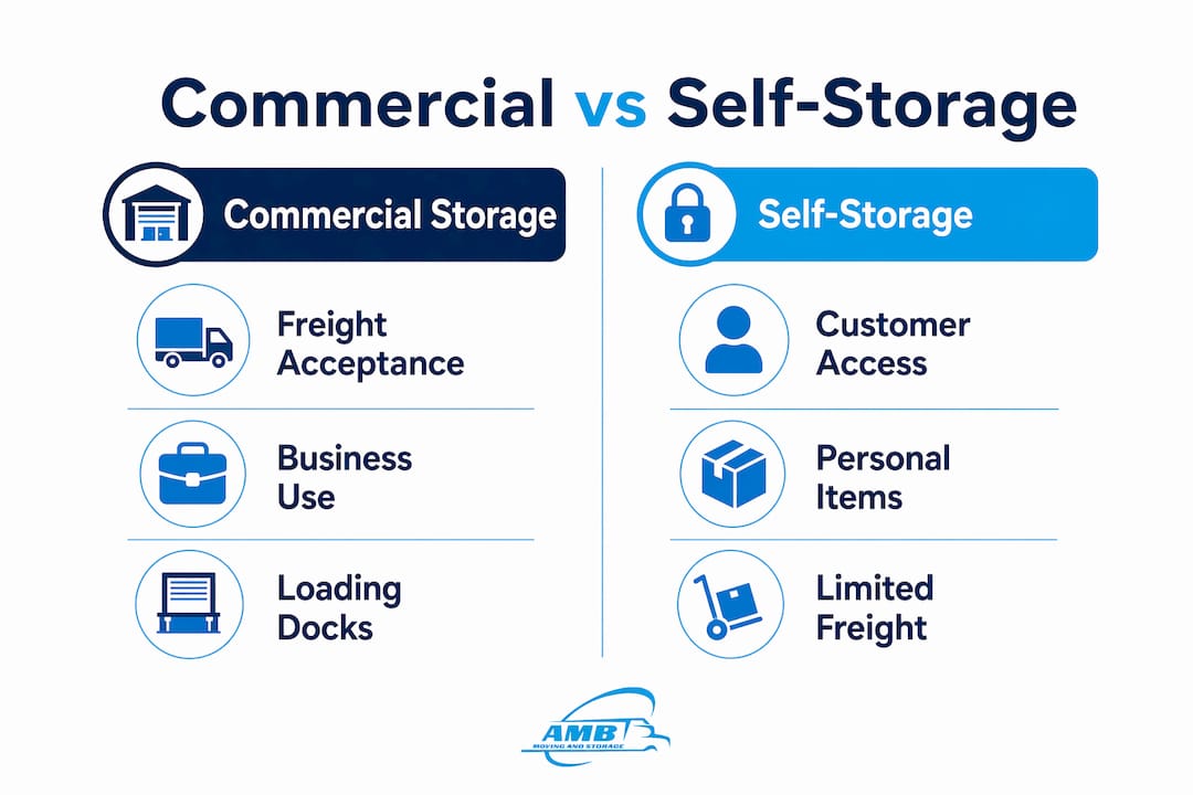 Infographic comparing commercial and self-storage features