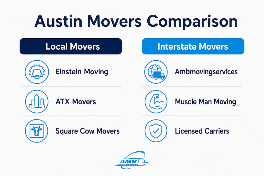 Infographic comparing Austin local and interstate movers