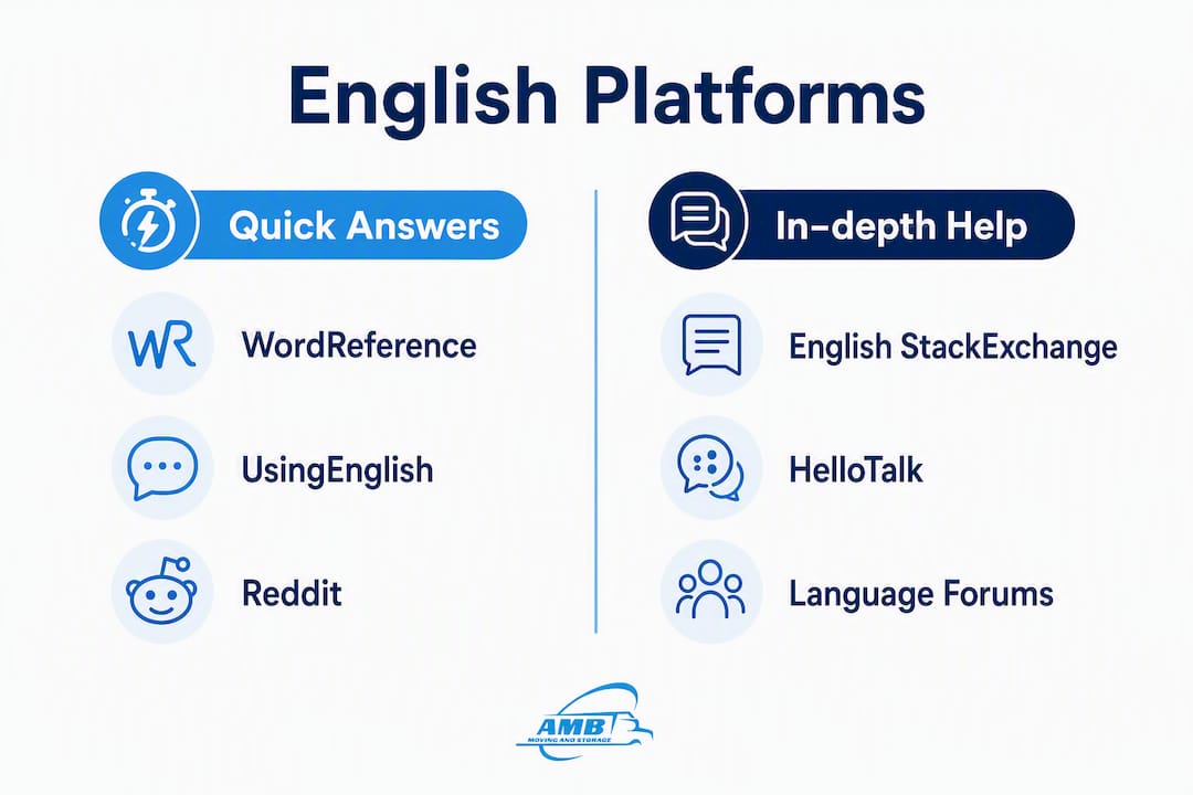 Infographic comparing English learning platforms by type