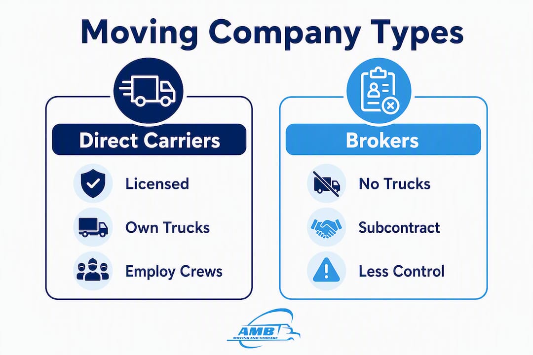 Infographic comparing direct carriers and brokers