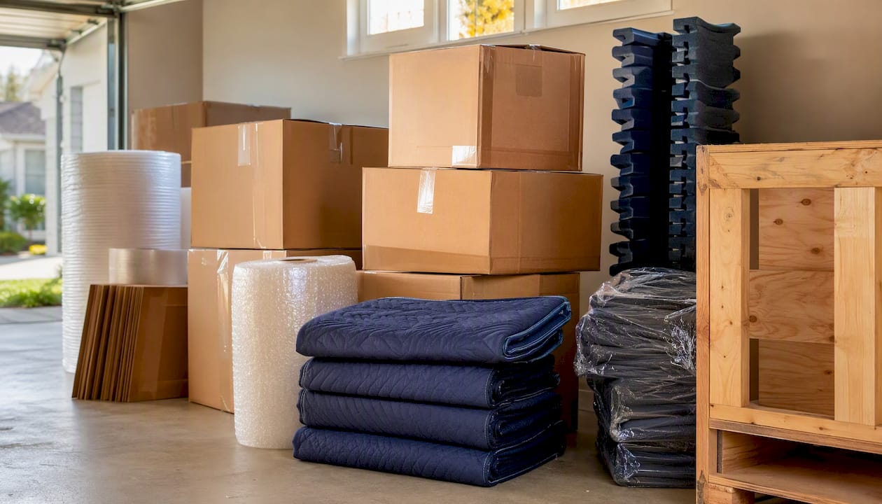Close-up of professional packing materials