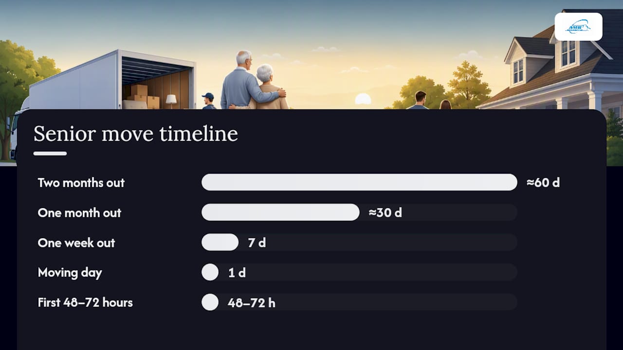 Timeline of senior moving phases and actions