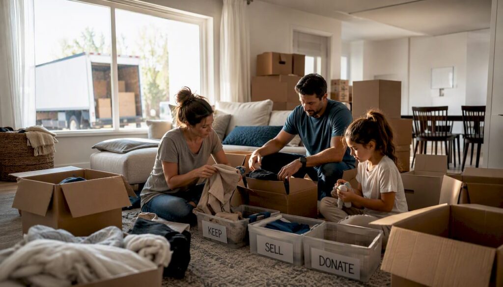 Family packing boxes for move