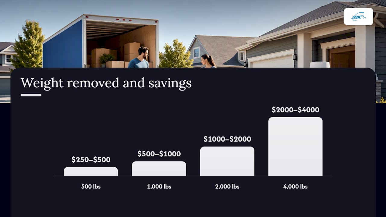 Graph of moving cost savings by weight removed