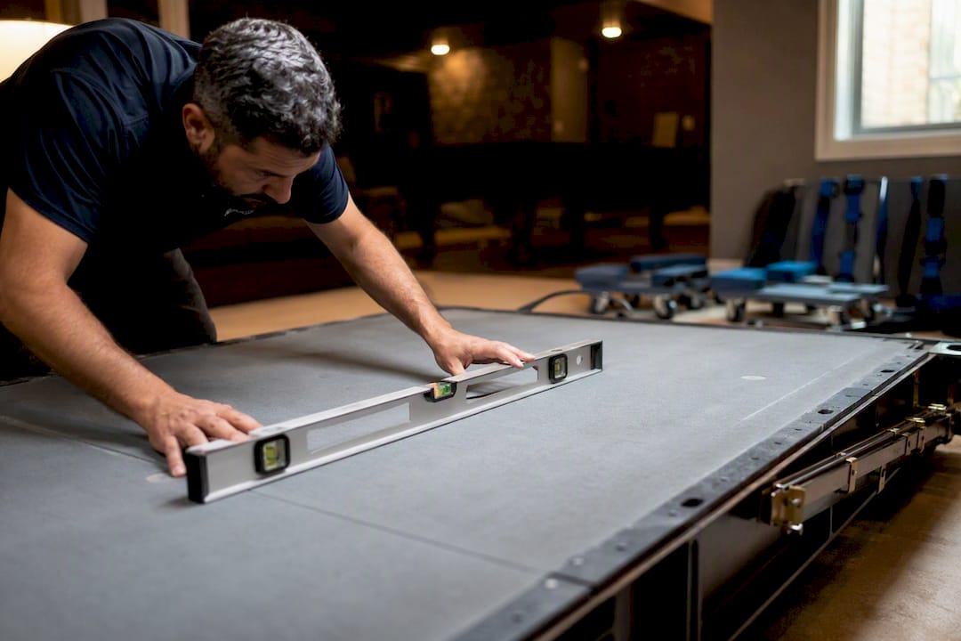 Precision tool leveling pool table slate