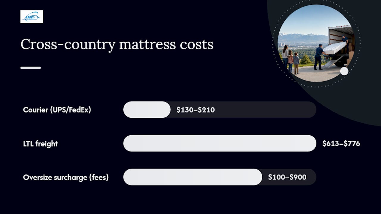 Comparison of mattress shipping costs by method