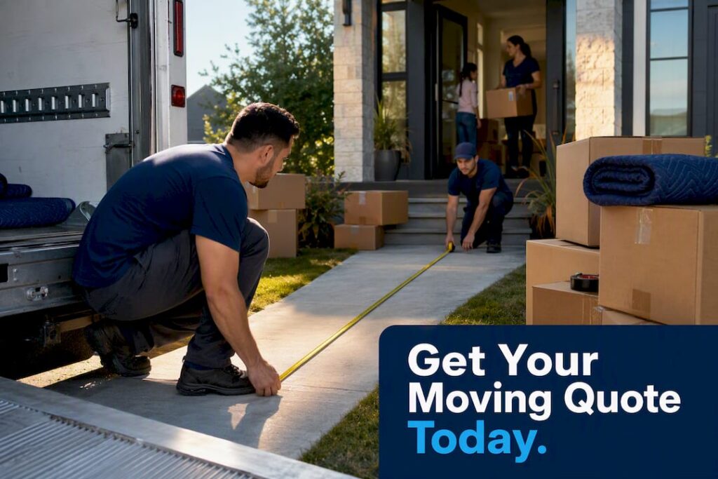 Homeowner measuring truck-to-door moving route