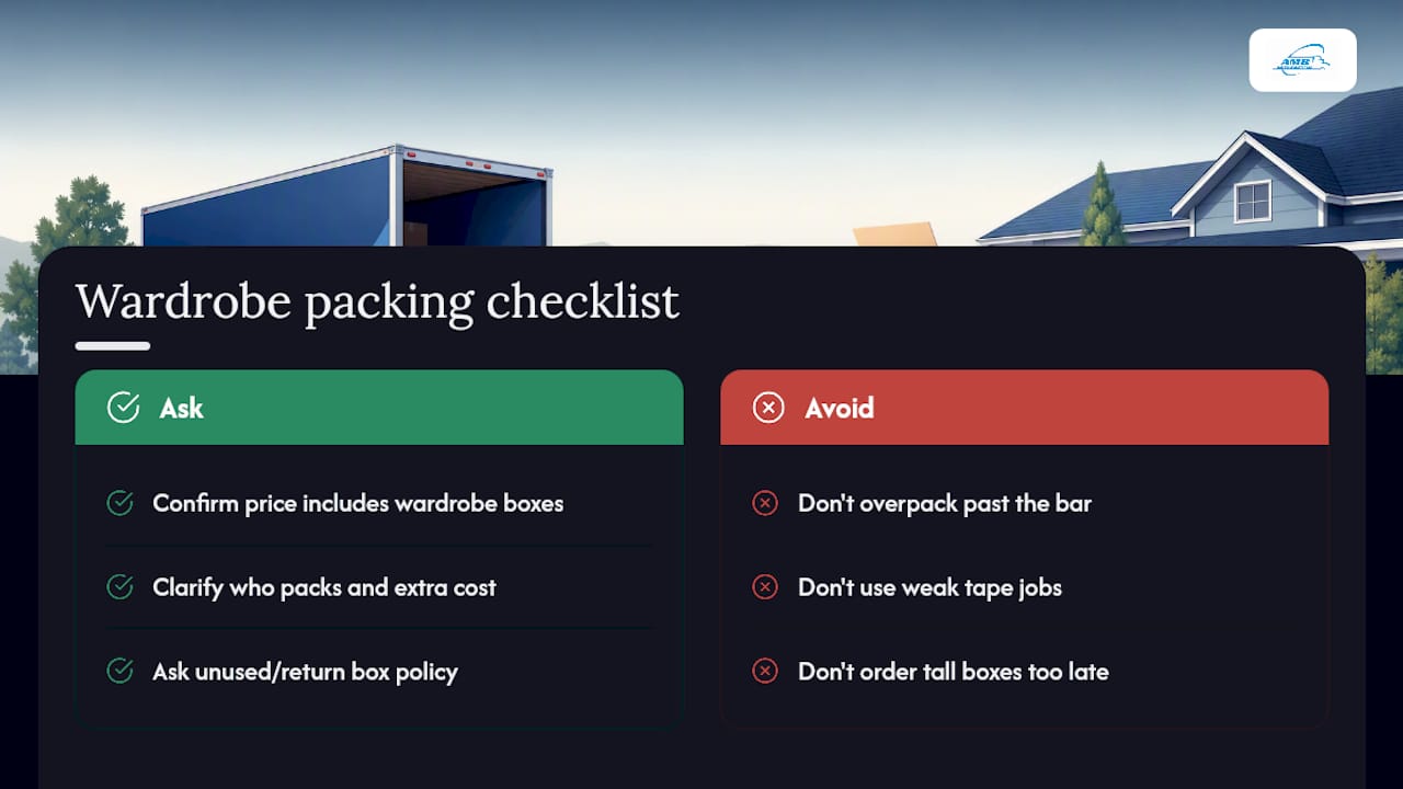 What AMB Moving & Storage Recommends for Wardrobe Packing — overview diagram