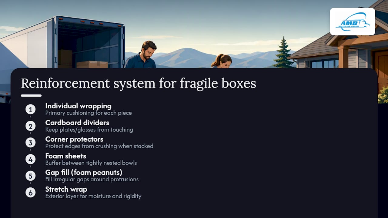 Fragile dish box reinforcement components
