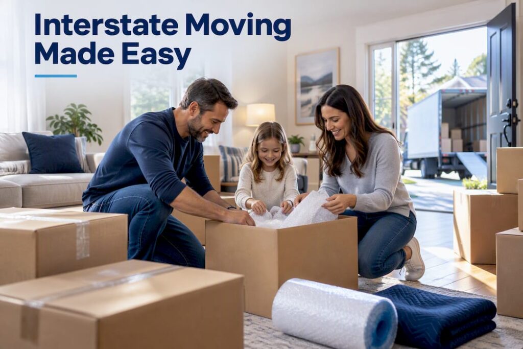 Family packing boxes for interstate move