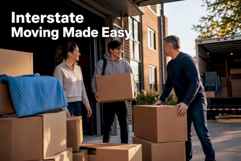 Family preparing student interstate move-in