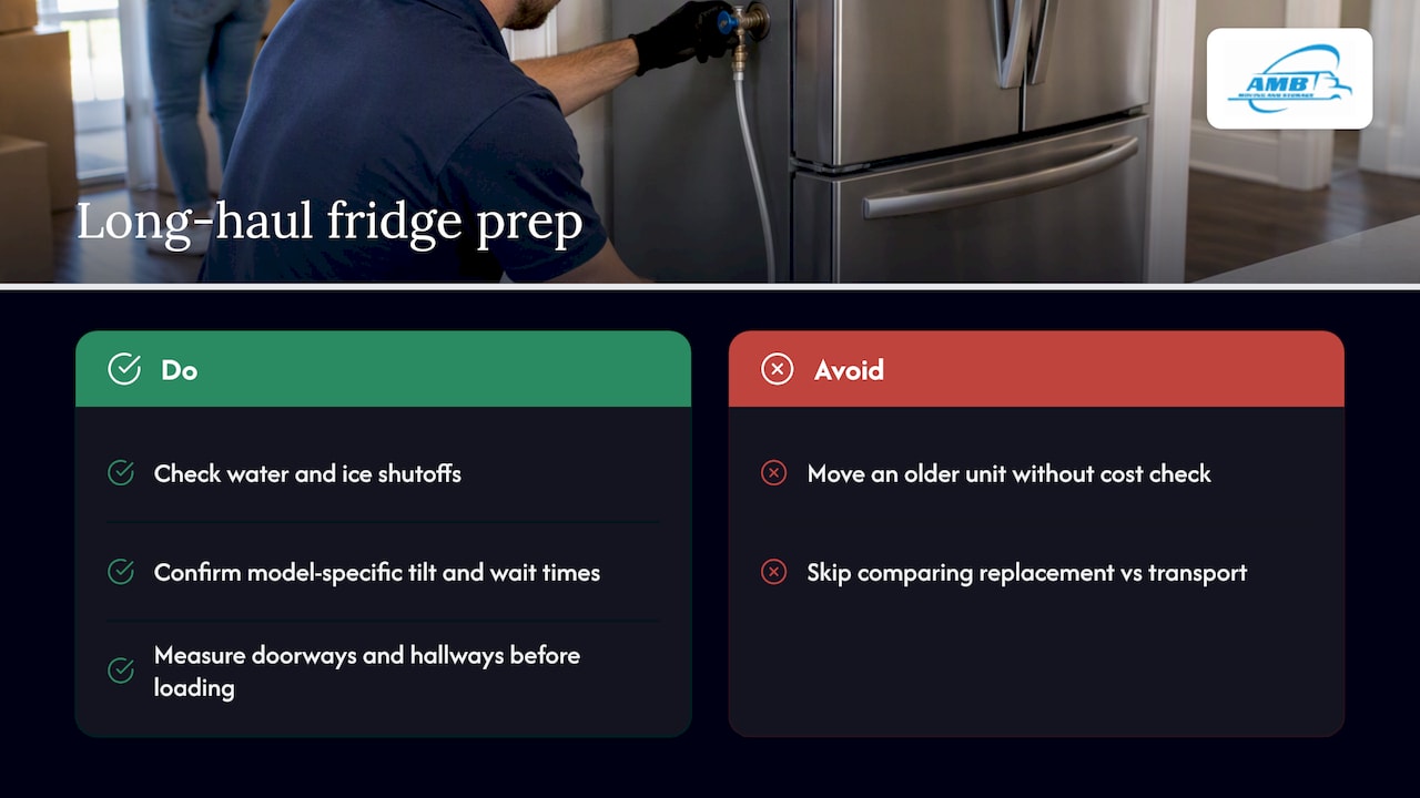 How professional movers handle refrigerators on long hauls — overview diagram