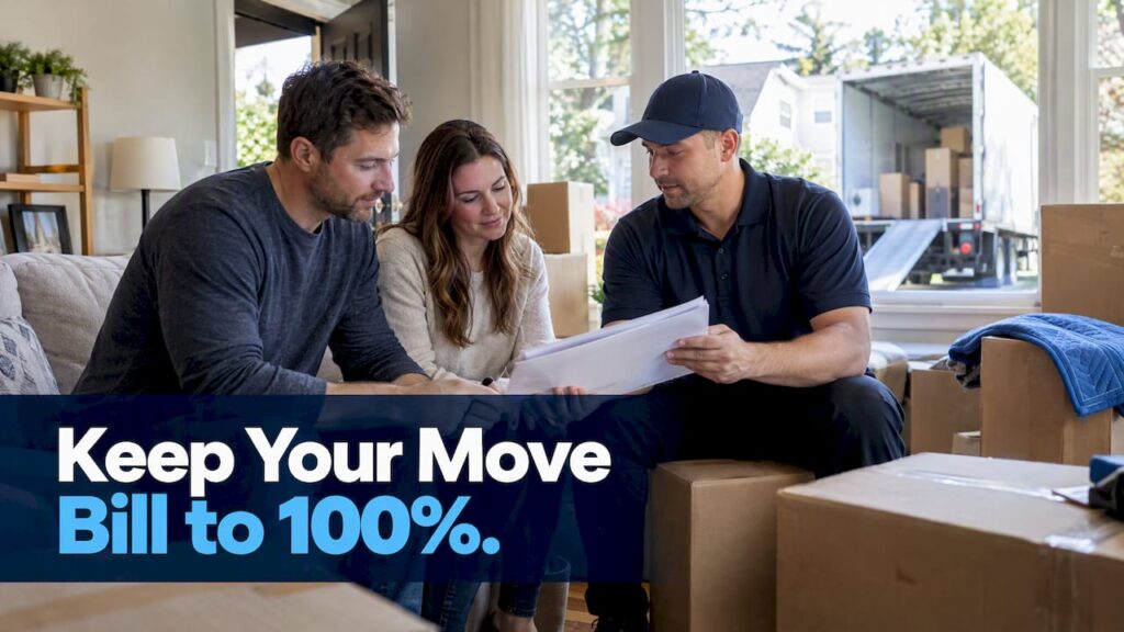 Family reviewing a binding moving estimate