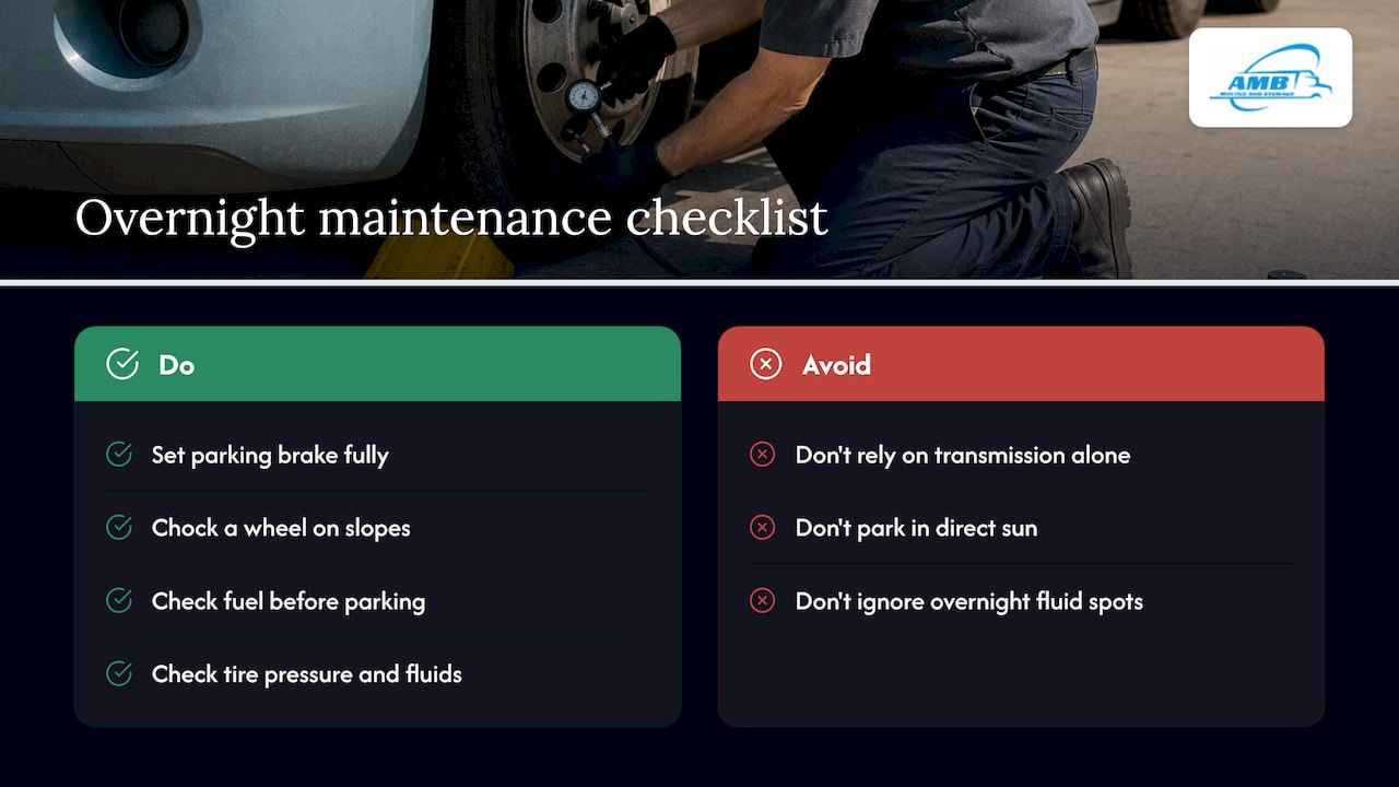 Maintaining engine and vehicle systems overnight — overview diagram