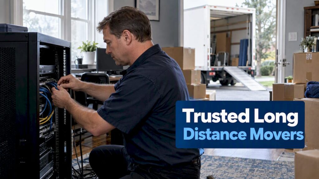 Homeowner prepares a server rack for moving