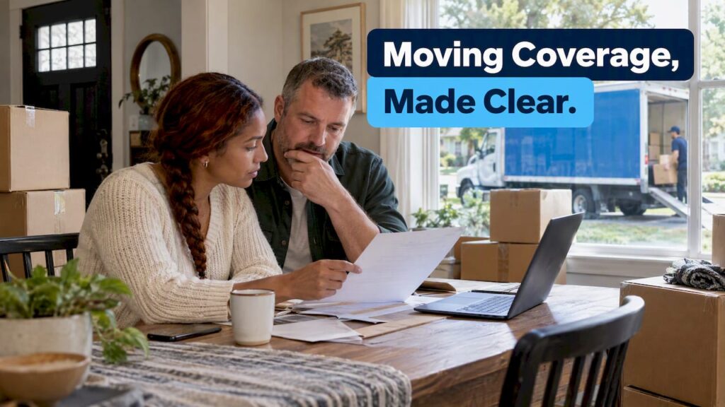 Homeowners reviewing insurance before an interstate move